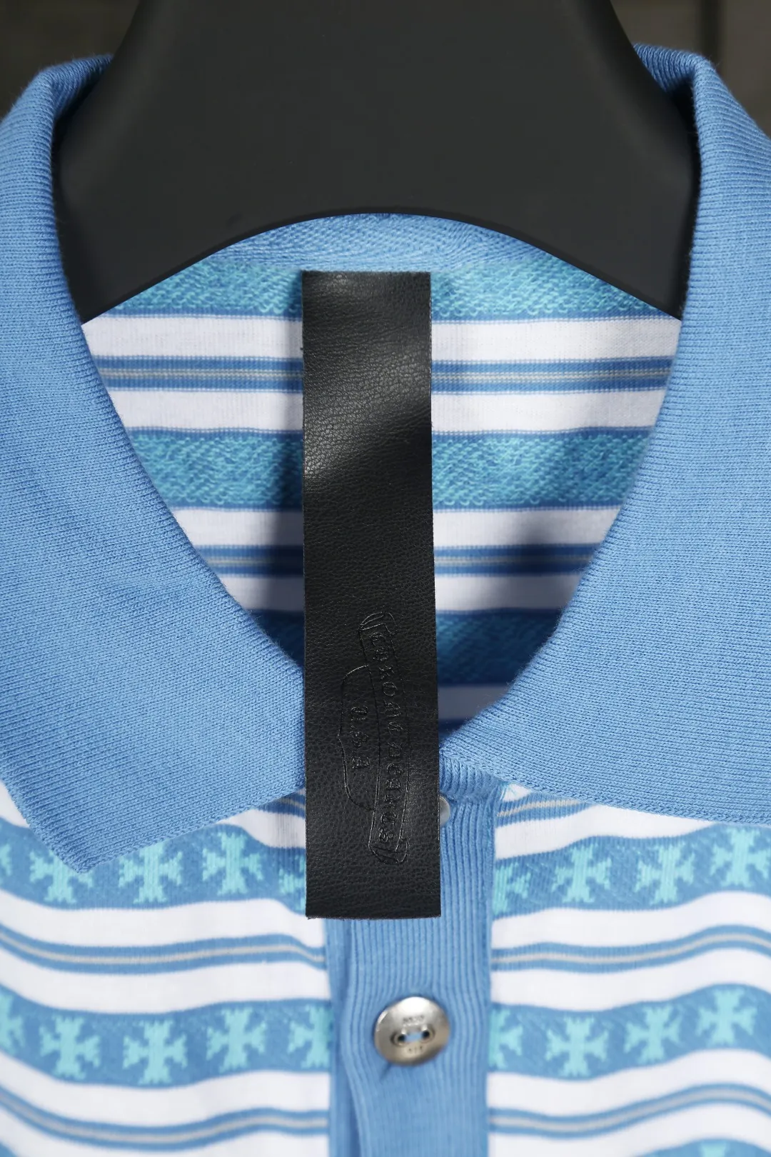 P210 Actual photo [Popular item] Code: 25020# Color: Black/Pink/Blue Size: S to - CH Croix heart niche design cross jacquard striped long sleeves brings striped Polo to Next Levels. Loose fit. Same style for men and women. Lazy and casual. Street style. Three colors. Customized style.